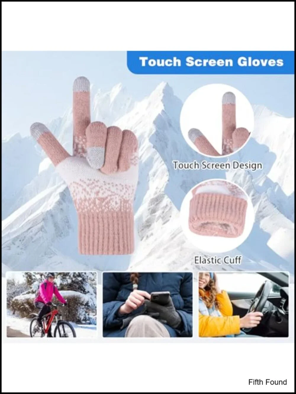 Women's Winter Beanie Neck Gaiter Touchscreen Gloves Set Fleece Lined Knitted